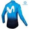 Set Langarmtrikot + Trägerhose Lange 2019 Movistar Team Winter Thermal Fleece N001